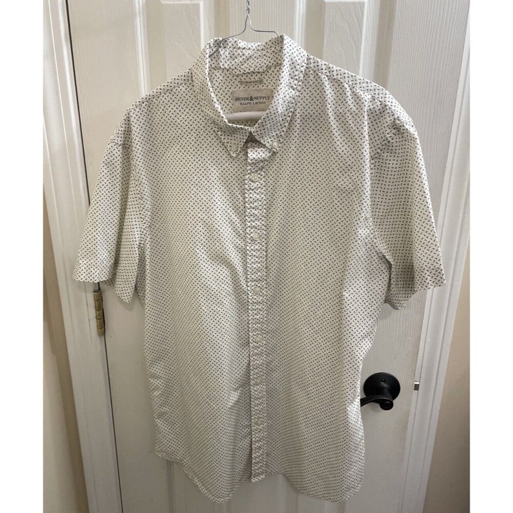 Denim Supply Ralph Lauren Men Shirt Large White Arrow  Short Sleeve Xl Y2k Slim